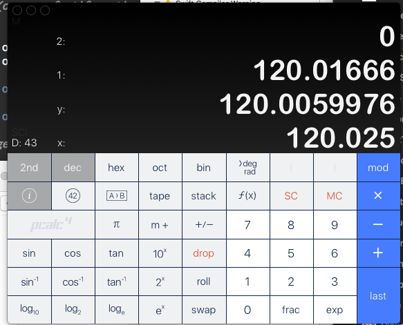 Pcalc display