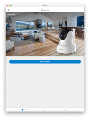Main screen in newly-installed Tenvisty app, captured in macOS of iPad app version. Tenvisty App